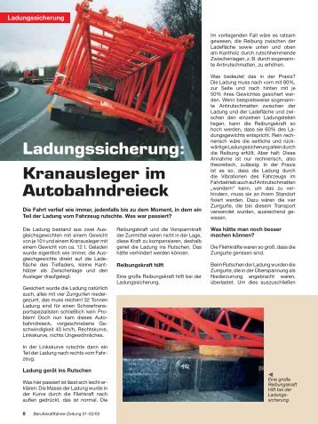 Kranausleger im Autobahndreieck - Ladungssicherung.de