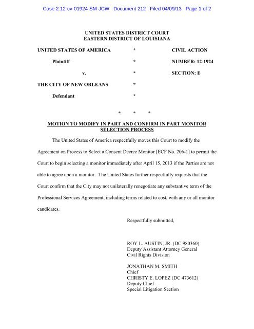 motion US District Court Eastern District of Louisiana motion US District Court Eastern District of Louisiana