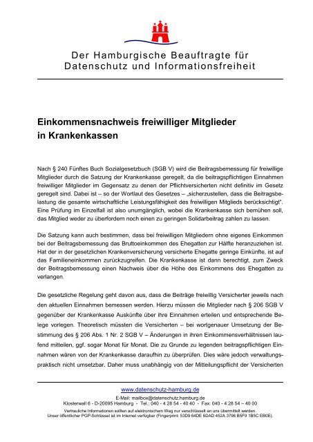 Einkommensnachweis freiwilliger Mitglieder in Krankenkassen