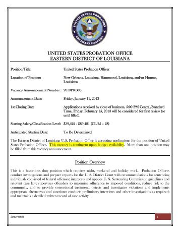 united states probation office eastern district of louisiana - US District ...