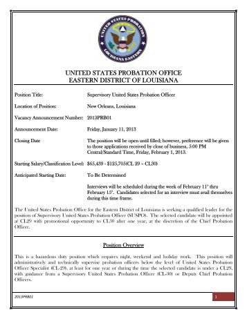 united states probation office eastern district of louisiana - US District ...