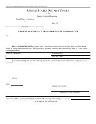 Subpoena to Testify at a Hearing or Trial in a Criminal Case