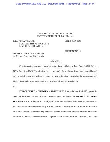 Order and Reasons - US District Court - Eastern District of Louisiana