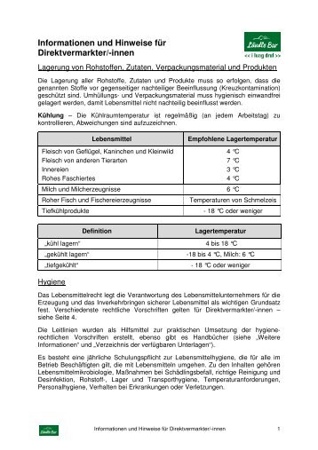 Informationen und Hinweise für Direktvermarkter/-innen