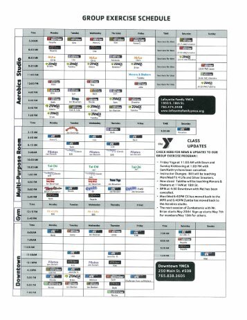 GROUP EXERCISE SCHEDULE - Lafayette Family YMCA