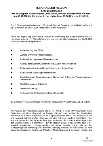 Protokoll Arbeitskreis Wirtschaft 30.11.06 - LAG Hadler Region