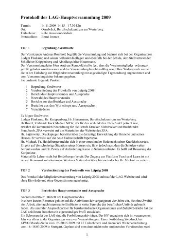 Protokoll der LAG-Hauptversammlung 2009 - LAG Medien eV