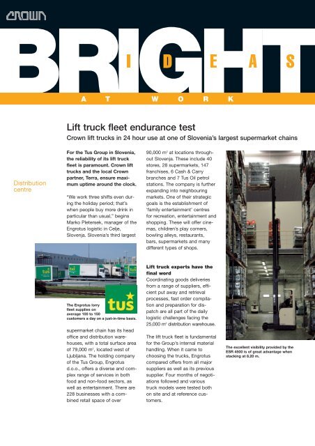 Lift truck fleet endurance test at one of - Crown Equipment Corporation