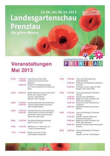Veranstaltungen Mai 2013 - Landesgartenschau Prenzlau 2013