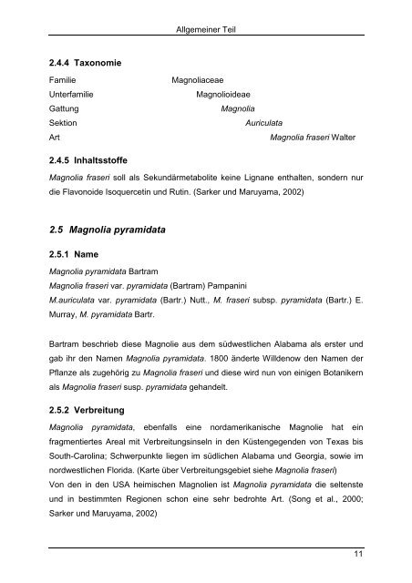 DIPLOMARBEIT Untersuchungen zur LignanfÃ¼hrung von Magnolia ...