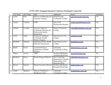 Conference Participants Contact list - LaGuardia Community ...