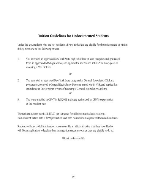 Residency Affidavit Form - LaGuardia Community College - CUNY