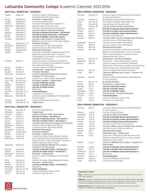 Laguardia Community College Calendar 2022 2023 Laguardia Community College Academic Calendar 2013-2014
