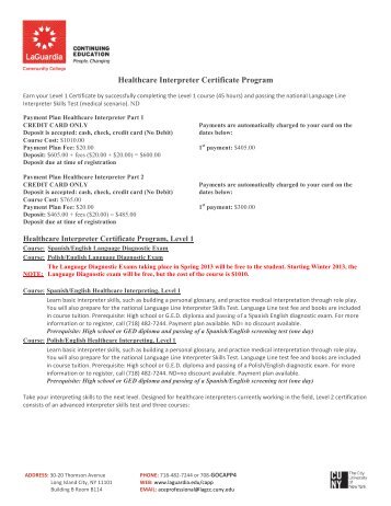 Healthcare Interpreter Certificate Program - CUNY