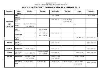 Tutoring Schedule Spring 2013 - CUNY