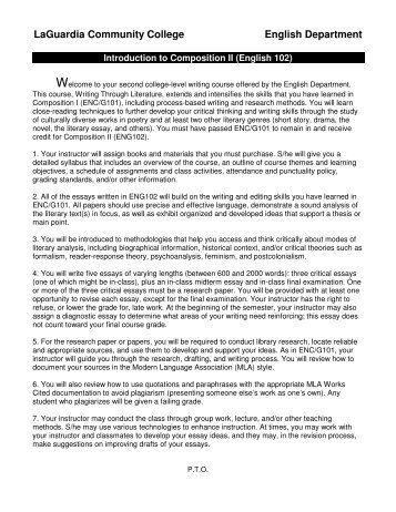 Introduction to English 102 Sheet - LaGuardia Community College ...