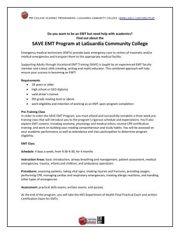 SAVE EMT Program at LaGuardia Community College
