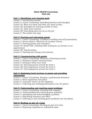 Hotel TEACH Unit List - Florida Literacy Coalition