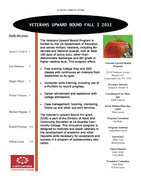 Fall - 2011 Newsletter - LaGuardia Community College - CUNY