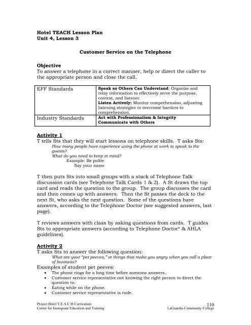 Unit 4: Explaining Hotel Services to Guests and Providing Information