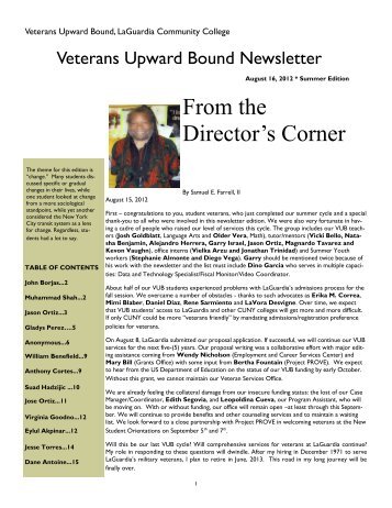 Summer 2012 Newsletter - LaGuardia Community College - CUNY