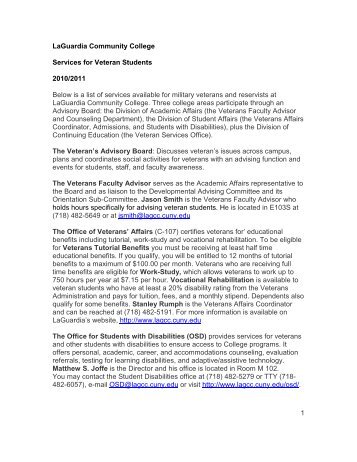 1 LaGuardia Community College Services for Veteran Students ...