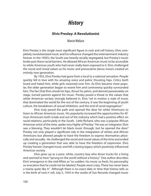 History Elvis Presley: A Revolutionist History Elvis Presley: A Revolutionist