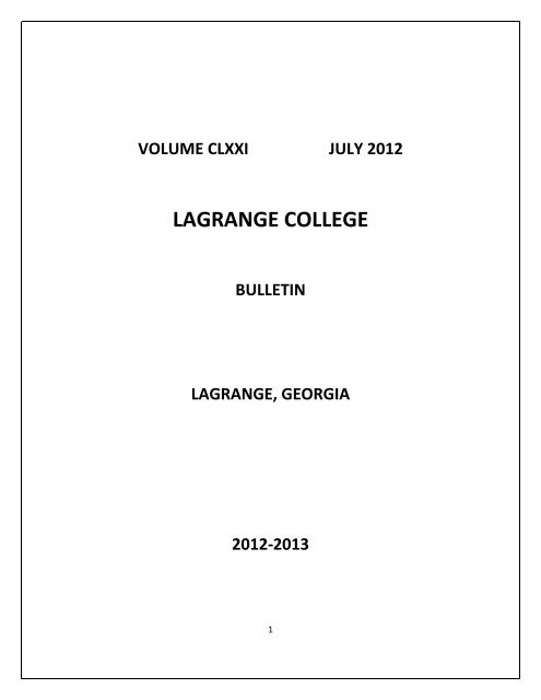 2012-2013 LaGrange College Bulletin(.pdf)