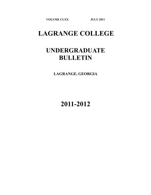 undergraduate bulletin - LaGrange College