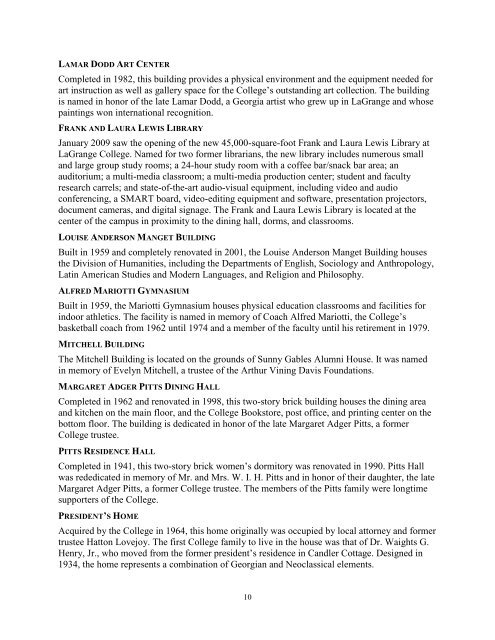 undergraduate bulletin - LaGrange College