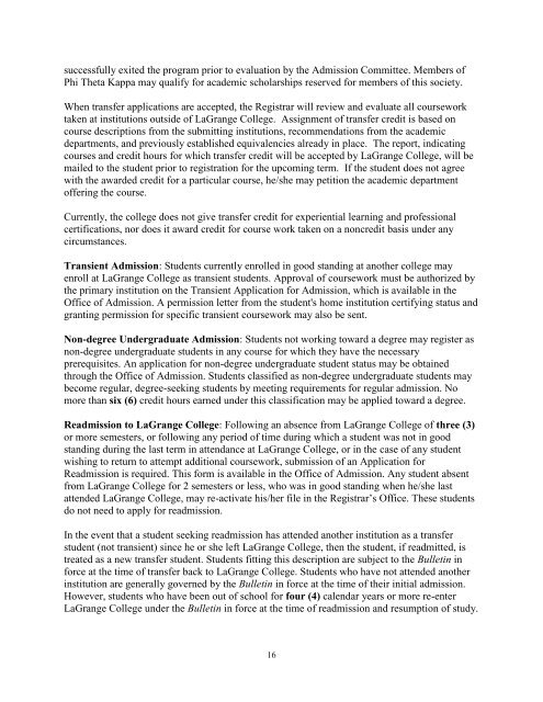 undergraduate bulletin - LaGrange College