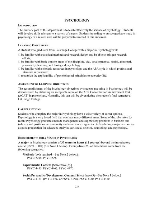 undergraduate bulletin - LaGrange College