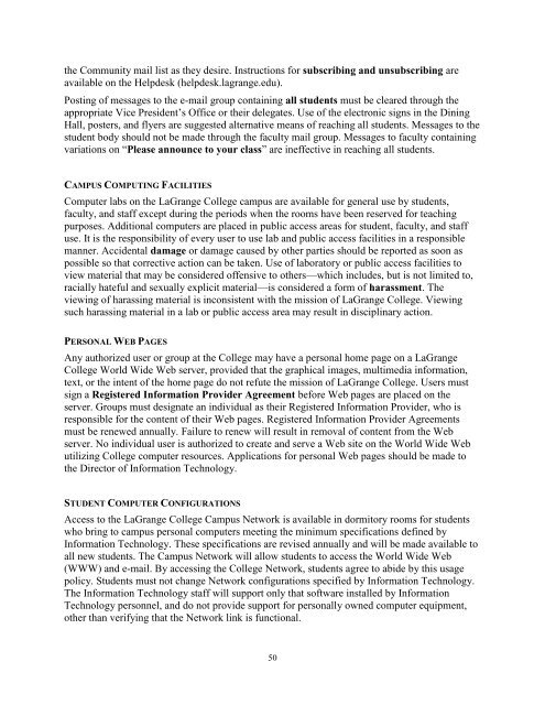 undergraduate bulletin - LaGrange College