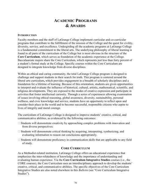 undergraduate bulletin - LaGrange College