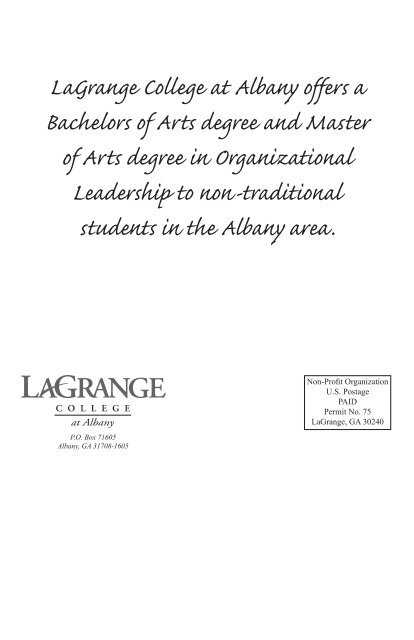 2009-2010 Albany Undergraduate Bulletin (pdf) - LaGrange College