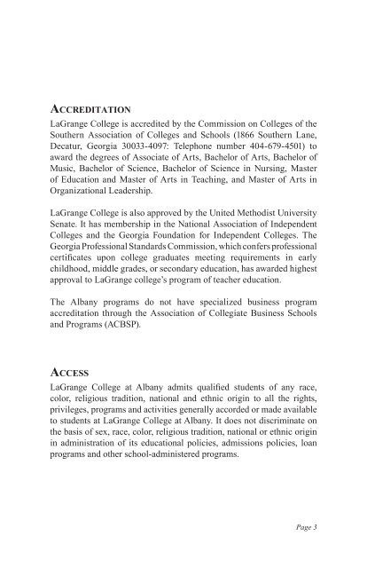 2009-2010 Albany Undergraduate Bulletin (pdf) - LaGrange College