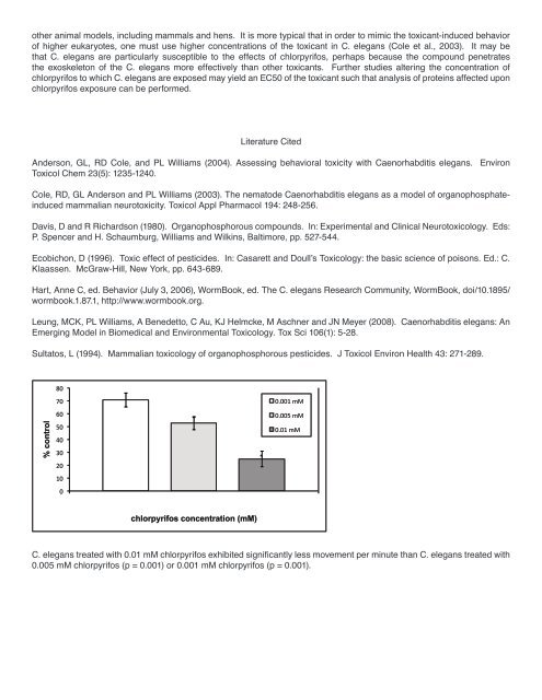 Locomotive Activity as an Indicator of Acute Chlorpyrifos Toxicity in ...