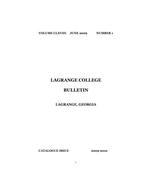 2009-2010 Undergraduate Bulletin (pdf) - LaGrange College