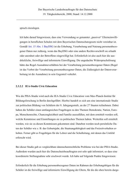 Der Bayerische Landesbeauftragte für den Datenschutz 19 ...