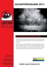 Verlagsprogramm 1. Halbjahr 2011 - Laika Verlag