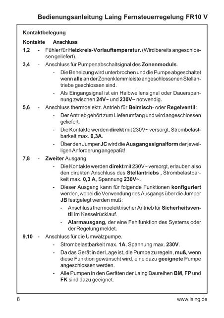 Bedienungsanleitung FR 10 V.pmd - LAING.cz