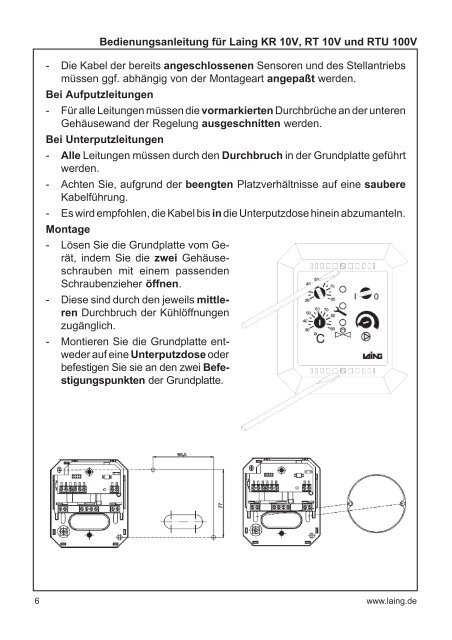 Bedienungsanleitung für Heizungsregelung KR 10V RT ... - LAING.cz