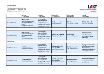 STUNDENPLAN Praktikumsbegleitender Unterricht 1. September ...