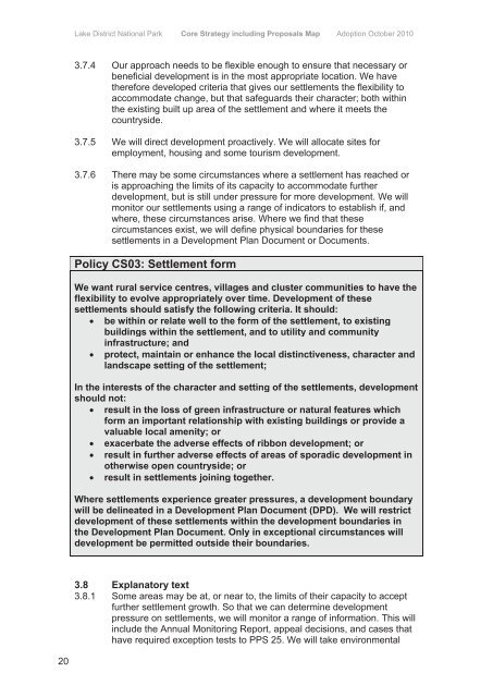 Core Strategy (PDF) - Lake District National Park