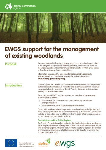 EWGS support for the management of existing woodlands - Forestry ...
