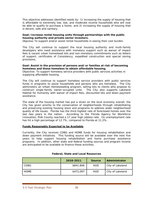 CONSOLIDATED PLAN & STRATEGY 5-YEAR ... - City of Lakeland