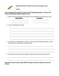 Student Answer Sheet for Owl Scavenger Hunt - Lakelandschools.us