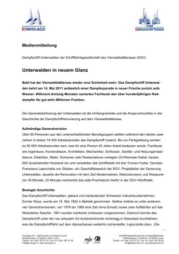01.02.11 Medienmitteilung Sanierung Dampfschiff Unterwalden