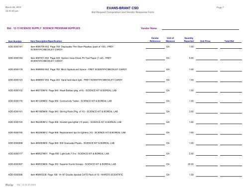 Science Program Supplies - Lake Shore Central School District ...