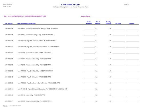 Science Program Supplies - Lake Shore Central School District ...